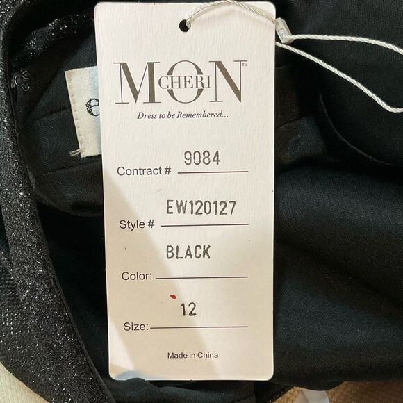 NEW Ellie Wilde Mon Cheri black glitter fit & flare maxi gown dress EW120127 12 - Picture 7 of 9